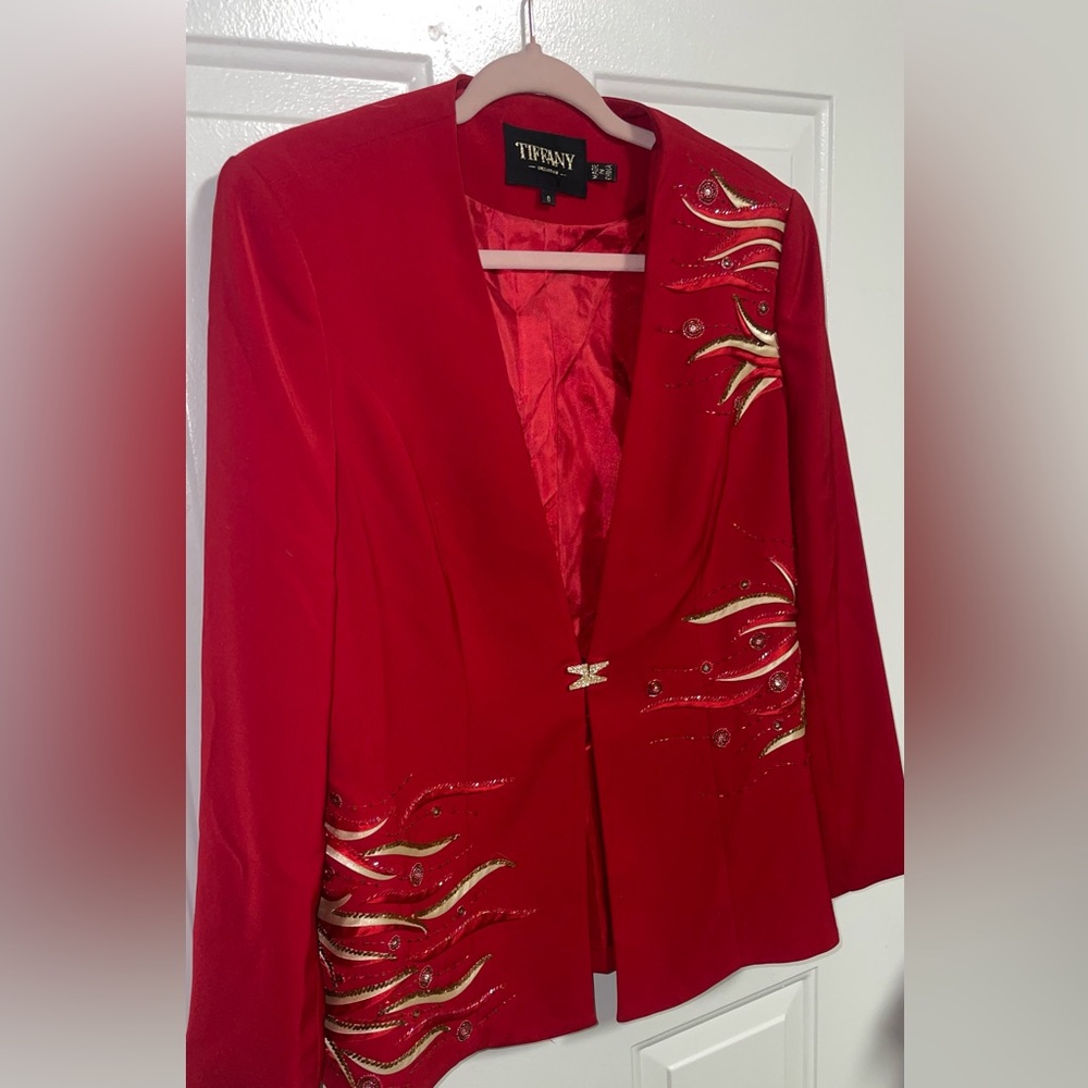 Tiffany Red Blazer with Gold Accents size S